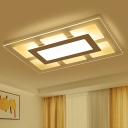 Modern Rectangle Ceiling Light Fixture White Acrylic Living Room LED Flush Light in Warm/White Light, 23.5