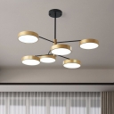 Starburst Bedroom Ceiling Pendant Light Metal 6 Heads Contemporary Chandelier Light in Gold/White