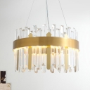Circle Chandelier Lighting Modernist Crystal LED Gold Pendant Light Fixture for Dining Room