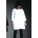 Personality Solid Color Long Sleeves Oversized Longline T-Shirt Vintage Top