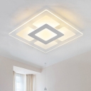 White Square Ceiling Light Minimalist Acrylic 16.5