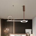 Brown Geometric Hanging Lamp Kit Modern Metal LED Chandelier Light in Warm/White Light