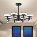 Black Sputnik Ceiling Chandelier Modernism 6/8 Lights Black Hanging Light Fixture