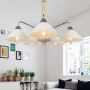 5 Heads Conical Chandelier Lighting Contemporary Metal Ceiling Hanging Light in White