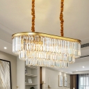 Tiered Dining Room Over Island Light Crystal 8 Lights Modern Style Pendant Lighting Fixture in Brass