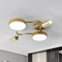 Postmodern Round Metal Ceiling Fixture LED Flush Mounted Lamp in Gold for Bedroom