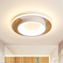 LED Bedroom Flush Light Minimalist White Ceiling Mounted Light with Drum Acrylic Shade, 16
