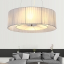 Fabric Two Layered Chandelier Lamp Contemporary 4 Lights Suspension Pendant Light in Light Blue