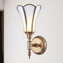 1-Head Flower Wall Mount Lamp Traditional Brass Metal Wall Light Sconce for Bedroom