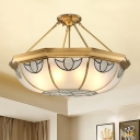 4 Lights Semi Flush Mount Traditional Bowl Ceiling Lighting in Gold for Living Room, 16