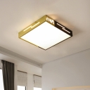 Square Ceiling Lamp Modern Metal Black and Gold LED Flush Mount Lamp in Warm/White Light