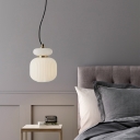 Jar Ceiling Lamp Modernism White-Gold Prismatic Glass 1 Bulb Dining Room Hanging Light Fixture