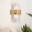Semicylinder Wall Light Modernist Textured Glass 1 Head Gold Sconce Light Fixture