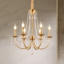 Gold Curvy Pendant Chandelier Lodge Crystal 6 Lights Living Room Ceiling Suspension Lamp