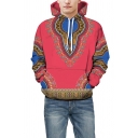 Ethnic Style Vintage Tribal-Geo 3D Printed Long Sleeves Relaxed Fit Pullover Hoodie