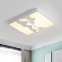 Square Acrylic Ceiling Light Fixture Modern White/Gray LED Flush Mount Lamp in Warm/White Light, 16