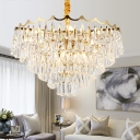 Teardrop Crystal Gold Chandelier Light Fixture Tapered 9 Heads Traditional Hanging Light