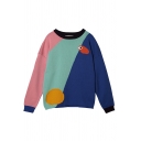 Schoolgirls Stylish Color Block Long Sleeve Round Neck Regular Fit Knitwear Sweater