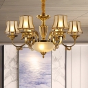 Gold Cup Chandelier Light Colonization Frosted Glass 6/8 Bulbs Living Room Suspension Pendant Light