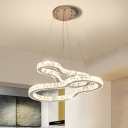 2 Tiers Clear Crystal Pendant Chandelier Modernism LED Chrome Hanging Ceiling Light for Living Room