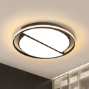 Acrylic Circle Flushmount Lighting Modern Led Surface Mount Ceiling Light in Black for Living Room, White/3 Color Light