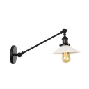 Black/Bronze/Brass 1 Light Wall Mounted Lamp Vintage Opal Glass Conical Sconce with Arm, 8