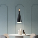 Tapered Pendant Lighting Modern Metal 1 Light Black/White/Grey Hanging Ceiling Light for Dining Room