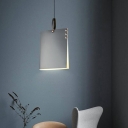 1 Head Rectangular Down Lighting Contemporary Metal Hanging Light Fixture in Grey