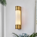 Tubular Sconce Contemporary Opal Glass 2 Heads Wall Mounted Light Fixture in White/Black/Gold