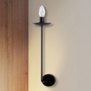 Candle Hallway Sconce Lamp Metallic 1 Head Industrial Stylish Wall Lighting Fixture in Black Finish