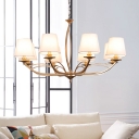 Metal Cone Chandelier Lighting Modern 4/6/8 Lights Hanging Pendant Light in White with Fabric Shade