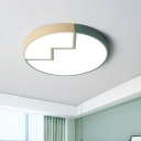 Green Circle Flush Mount Light Fixture Modernism Metal 18