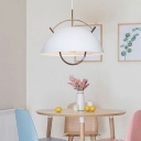 Bowl Hanging Lighting Macaron Metal 1 Bulb Pendant Light Fixture in Blue/White/Khaki for Bedroom