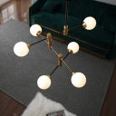 Cream Glass Bubble Hanging Chandelier Modern 6 Heads Ceiling Suspension Lamp for Bedroom
