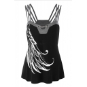 Women's Trendy Sleeveless Chain Decoration Patterned Contrasted Loose Fit Cami Top