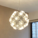 Sputnik Dining Room Chandelier Lighting Crystal 24/32 Lights Modern Style Hanging Light Fixture in Silver
