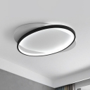Oval Ceiling Flush Light Simple Style Acrylic Black 16