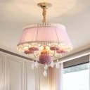 Candelabra Pendant Light Fixture Modernism Fabric 5 Heads Purple/Pink/Blue Chandelier Lighting Fixture