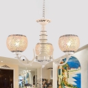 White 3/5/6 Bulbs Chandelier Pendant Light Tiffany Crackle Glass Bowl-Shaped Suspension Lighting Fixture