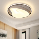 Simple Style Geometric Ceiling Fixture Metal Bedroom LED Flush Mount Lamp in Gray