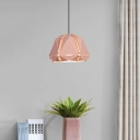 Macaron Dome Pendant Lighting Metal 1 Head Ceiling Hanging Light in White/Pink for Bedroom