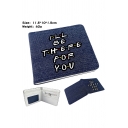 Students Popular I'LL BE THERE FOR YOU Letter Printed Bifold Purse Blue Canvas Wallet