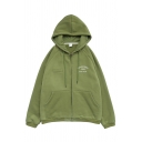 New Stylish Sea Wave FLUX AND REFLUX Print Green Long Sleeve Zip Up Casual Hoodie