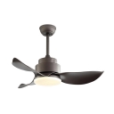 Iron Gray and Coffee Ceiling Fan Light Round LED Retro Semi Flush Mount for Bedroom