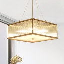 Square Shaped Crystal Chandelier Lighting Fixture Modern Lights Brass Hanging Light Kit