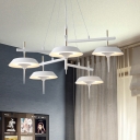 Drum Metal Chandelier Lamp Contemporary 5 Lights White Pendant Lighting Fixture for Living Room with Acrylic Shade