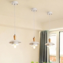 Metal Dome Hanging Ceiling Light Minimalist 1 Light Pendant Lighting in White for Dining Room