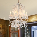 Traditional Curvy Chandelier Lamp 5/6 Lights Clear Crystal Pendant Light in Silver for Dining Room