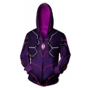 Mens Leisure Comic Anime Cosplay Costume 3D Printed Long Sleeve Zip Up Purple Hoodie