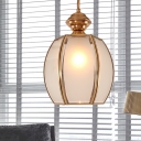 Lantern White Glass Pendant Lighting Traditional 1 Bulb Restaurant Ceiling Lamp